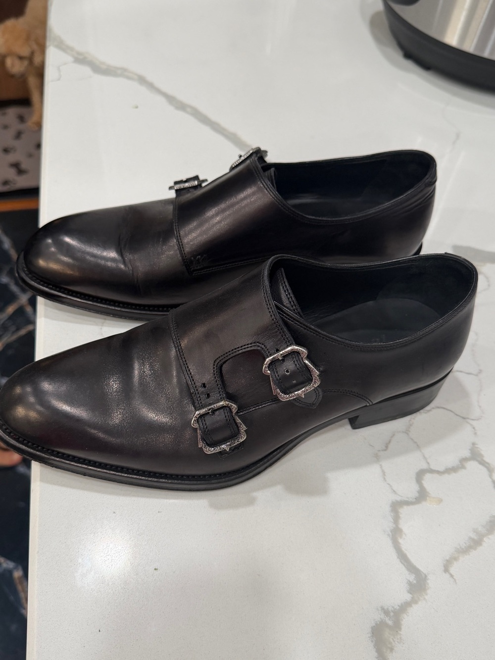 Brioni Black Double Monk Strap Leather Loafers